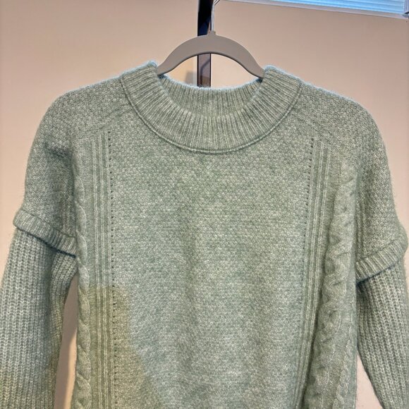 Madewell Havener Frosted Sage Alpaca Wool Blend Cable Sweater - Picture 7 of 13